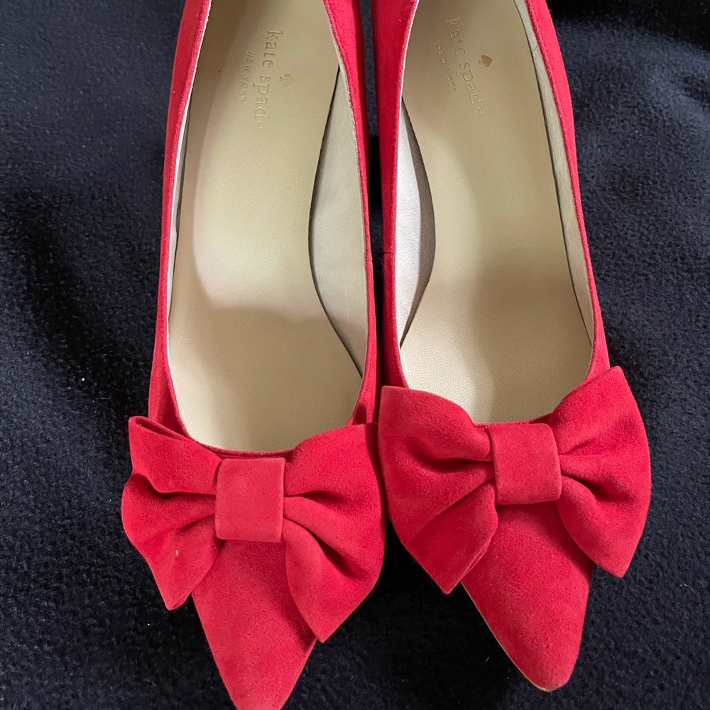 Kate Spade red suede pumps size 10